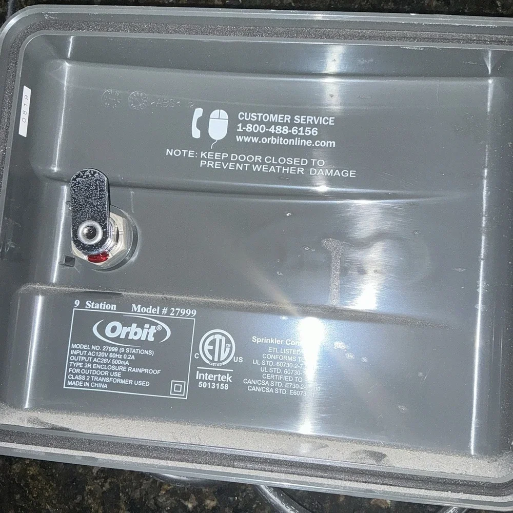 Orbit Model 27999 9-Station 3-Program All Weather Sprinkler Timer Used‎ No Key